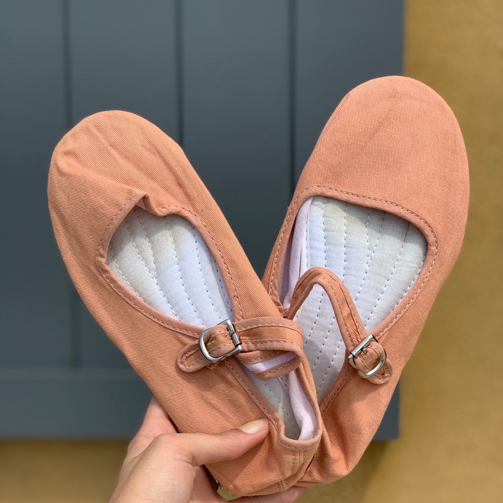 peachy pink china doll mary jane flats